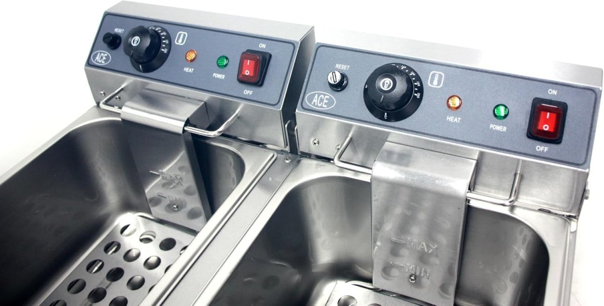 Commercial Electric Double Deep Fryer 20L 6000W Stainless Steel Dual Tank - Kwikley