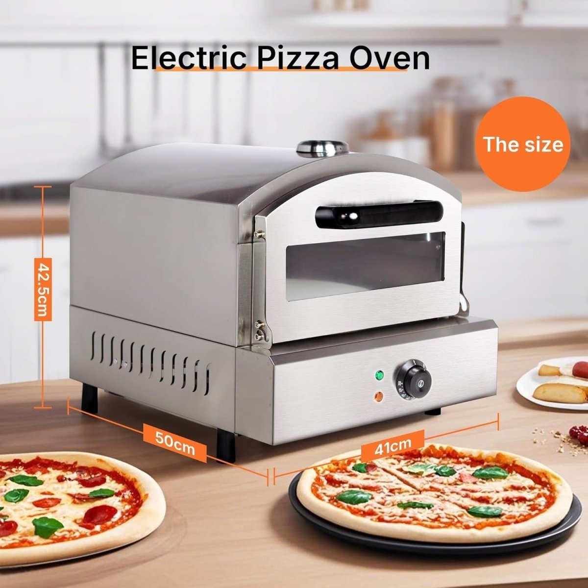 Commercial Electric Pizza Oven Stainless Steel 2000W Fast Heating - Kwikley