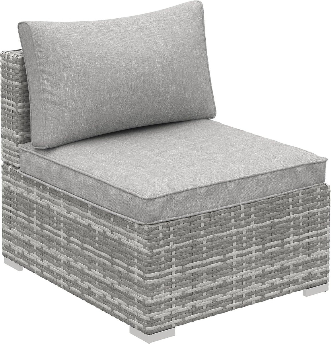 Compact Armless Rattan Lounge Chair with Cushion Modular Garden Relax Seat - Kwikley
