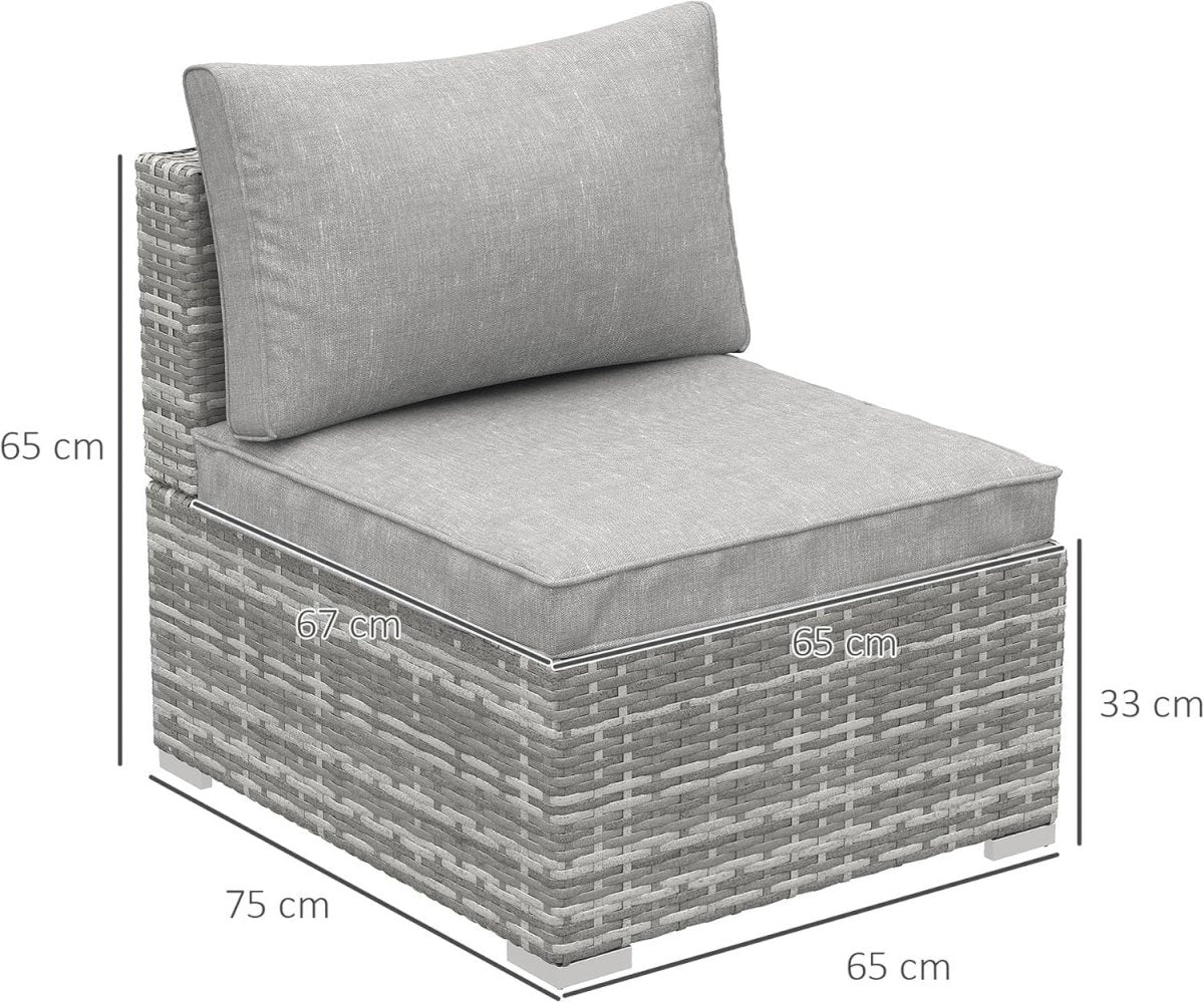 Compact Armless Rattan Lounge Chair with Cushion Modular Garden Relax Seat - Kwikley