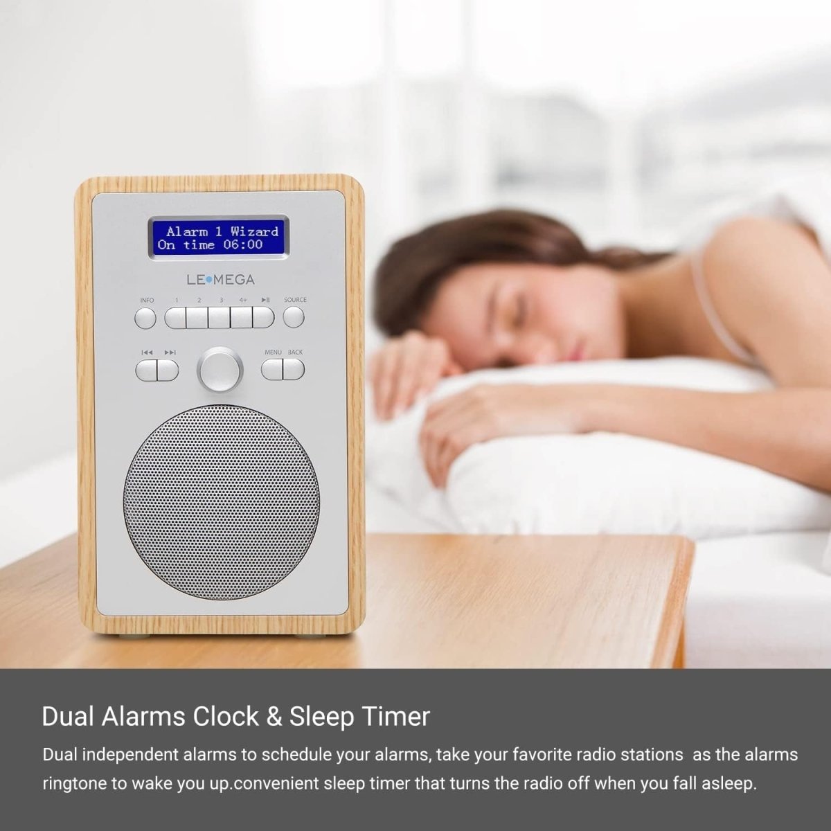 Compact DAB DAB+ FM Digital Radio with Dual Alarm, Sleep & Headphone Jack - Kwikley