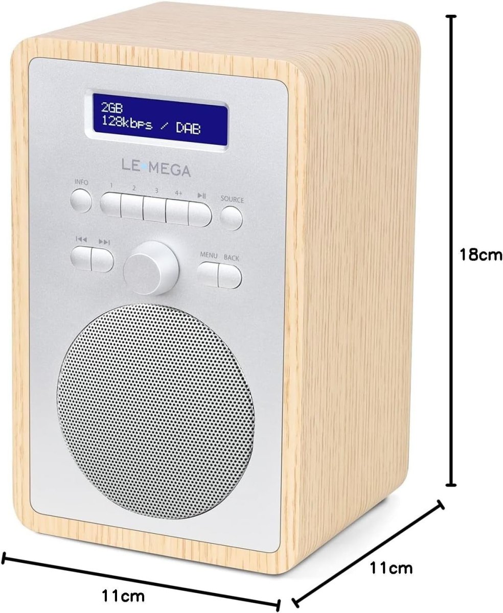 Compact DAB DAB+ FM Digital Radio with Dual Alarm, Sleep & Headphone Jack - Kwikley