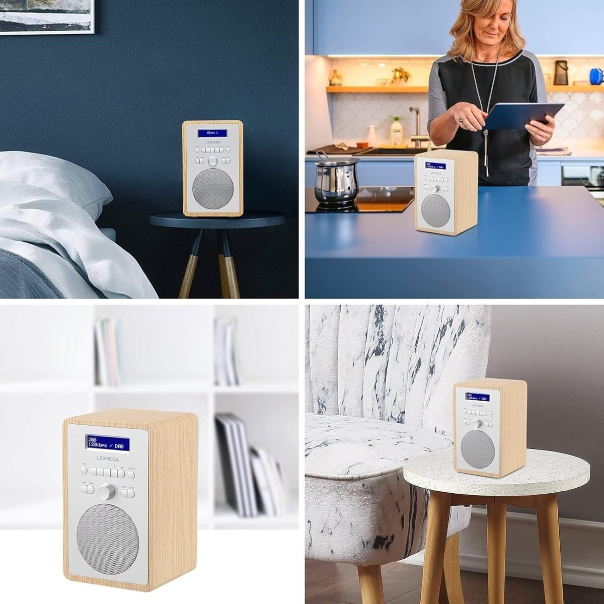 Compact DAB DAB+ FM Digital Radio with Dual Alarm, Sleep & Headphone Jack - Kwikley