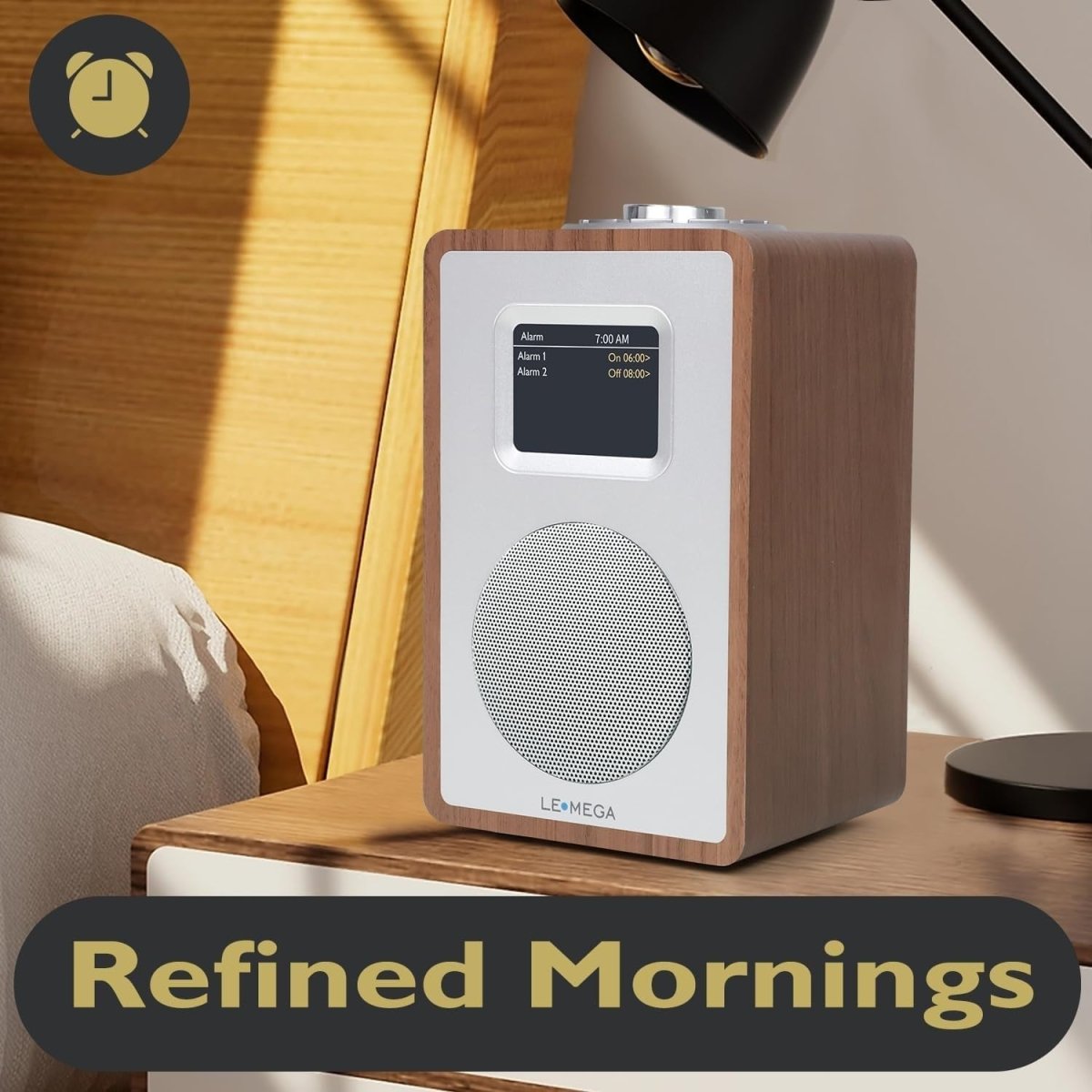 Compact DAB DAB+ FM Radio with Bluetooth, Colour Screen & Dual Alarm - Kwikley