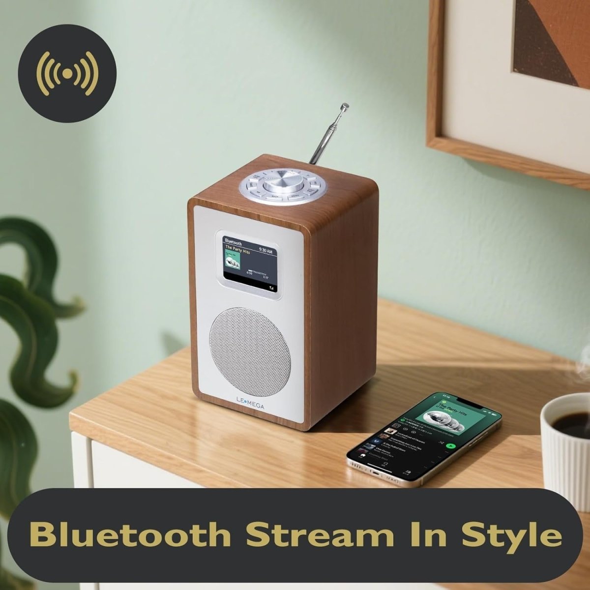Compact DAB DAB+ FM Radio with Bluetooth, Colour Screen & Dual Alarm - Kwikley