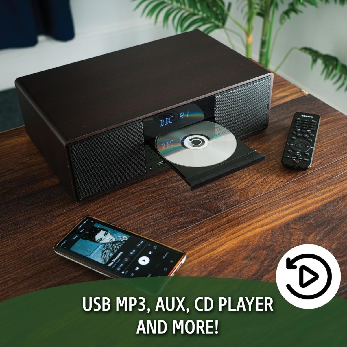 Compact DAB+ HiFi Music System CD Player Bluetooth USB Stereo Radio White LED - Kwikley