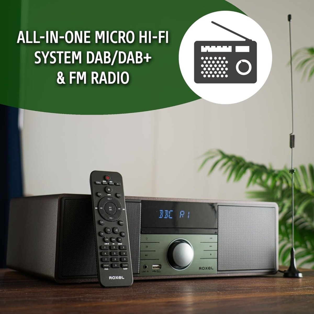 Compact DAB+ HiFi Music System CD Player Bluetooth USB Stereo Radio White LED - Kwikley