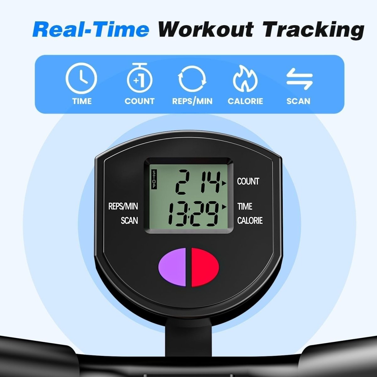 Compact Foldable Squat Rowing Machine w LCD 350LB Full Body Trainer - Kwikley