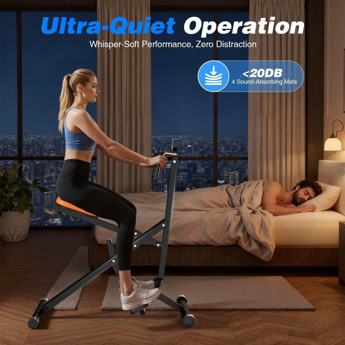 Compact Foldable Squat Rowing Machine w LCD 350LB Full Body Trainer - Kwikley