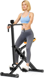 Compact Foldable Squat Rowing Machine w LCD 350LB Full Body Trainer - Kwikley