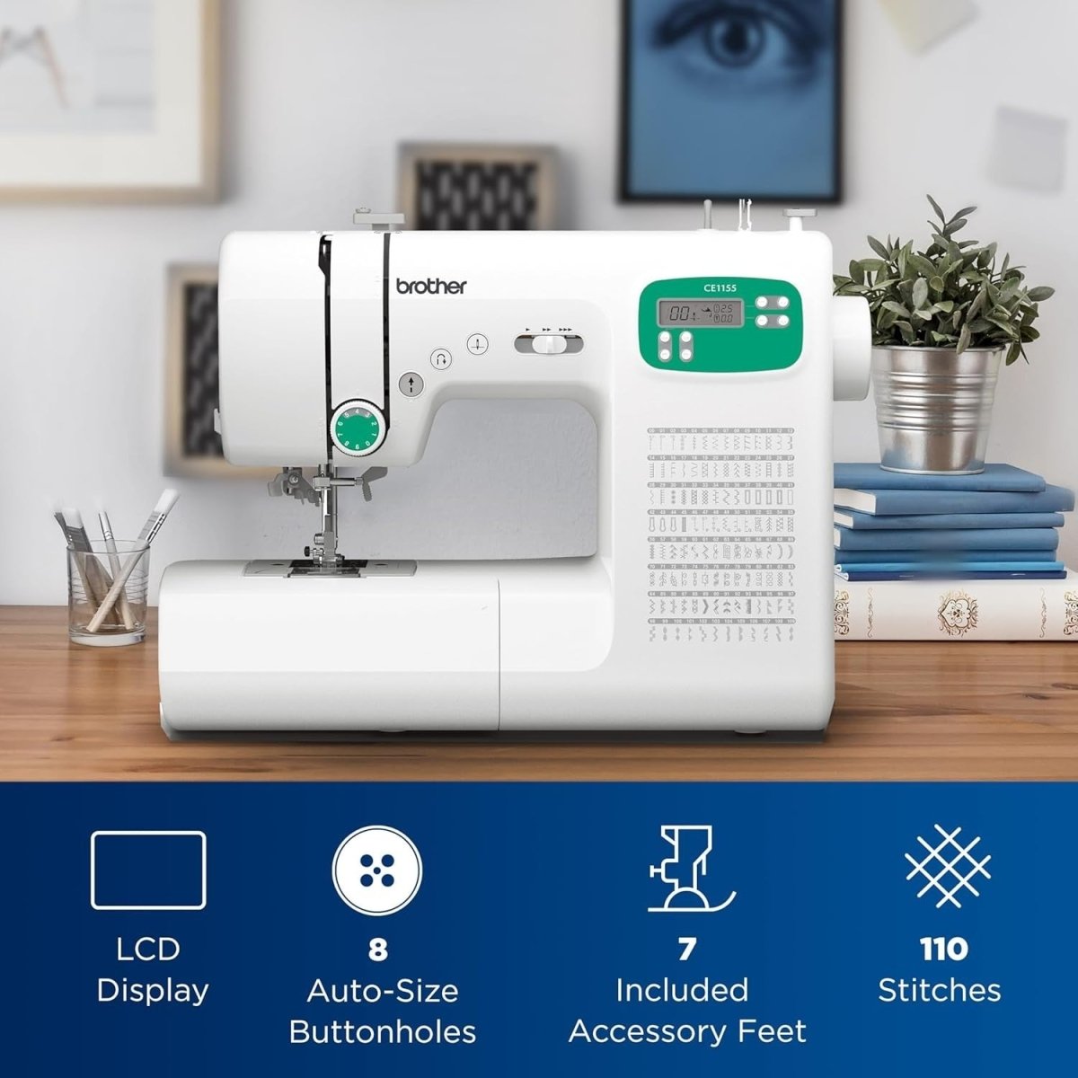 Computerized Sewing Machine 110 Stitches LCD Display 7 Presser Feet - Kwikley