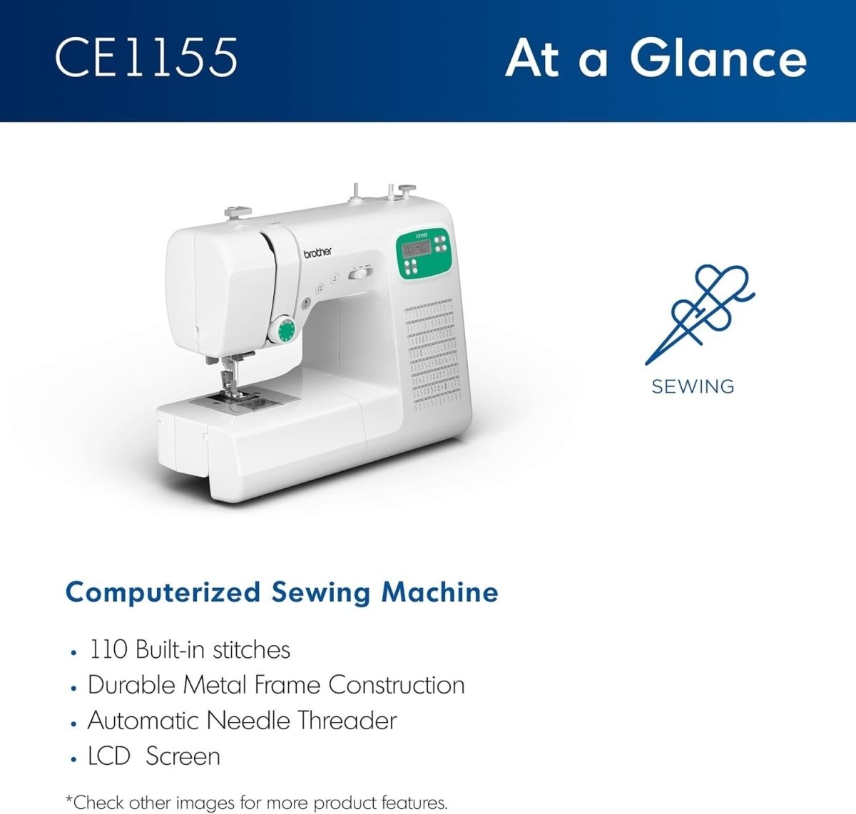 Computerized Sewing Machine 110 Stitches LCD Display 7 Presser Feet - Kwikley
