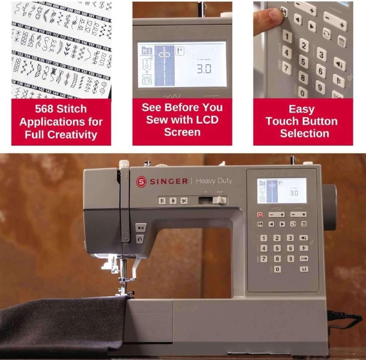 Computerized Sewing Machine 586 Stitch Apps LCD Screen Heavy Duty - Kwikley
