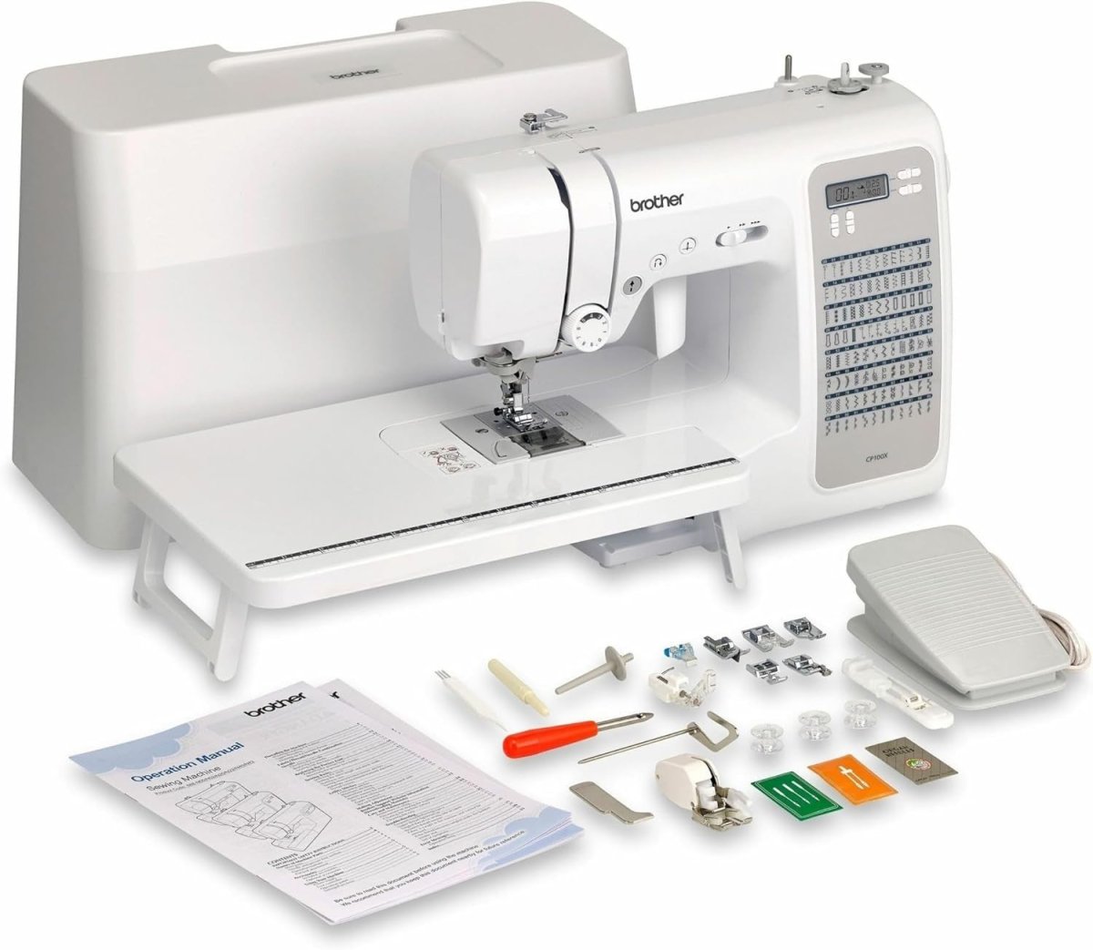 Computerized Sewing Quilting Machine 100 Stitches Wide Table White - Kwikley