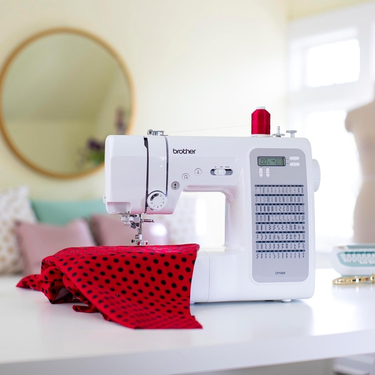 Computerized Sewing Quilting Machine 100 Stitches Wide Table White - Kwikley