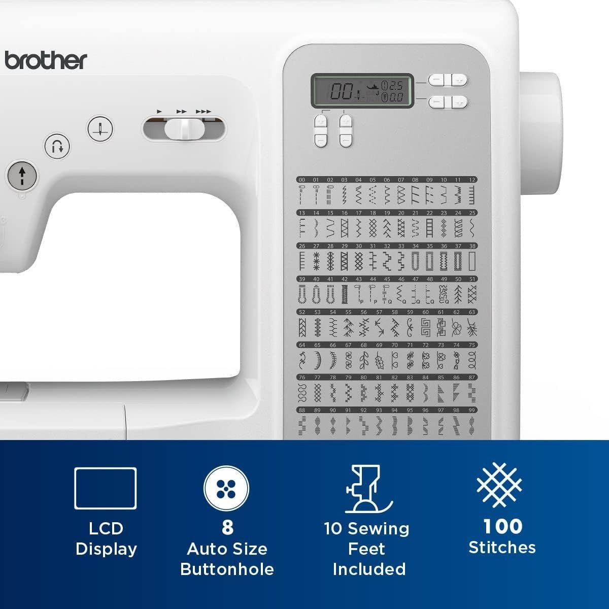 Computerized Sewing Quilting Machine 100 Stitches Wide Table White - Kwikley