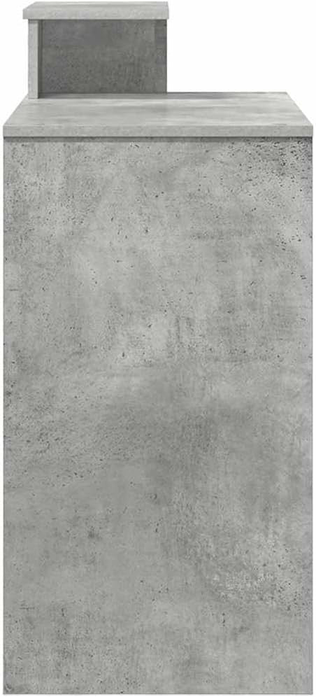 Concrete Grey Desk 106x40cm Modern Wood Office Table with Shelves Storage - Kwikley