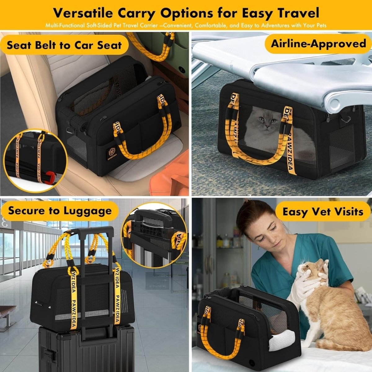 Console Dog Car Seat Enclosed Pet Carrier Booster Small Dogs Cats 12lb - Kwikley