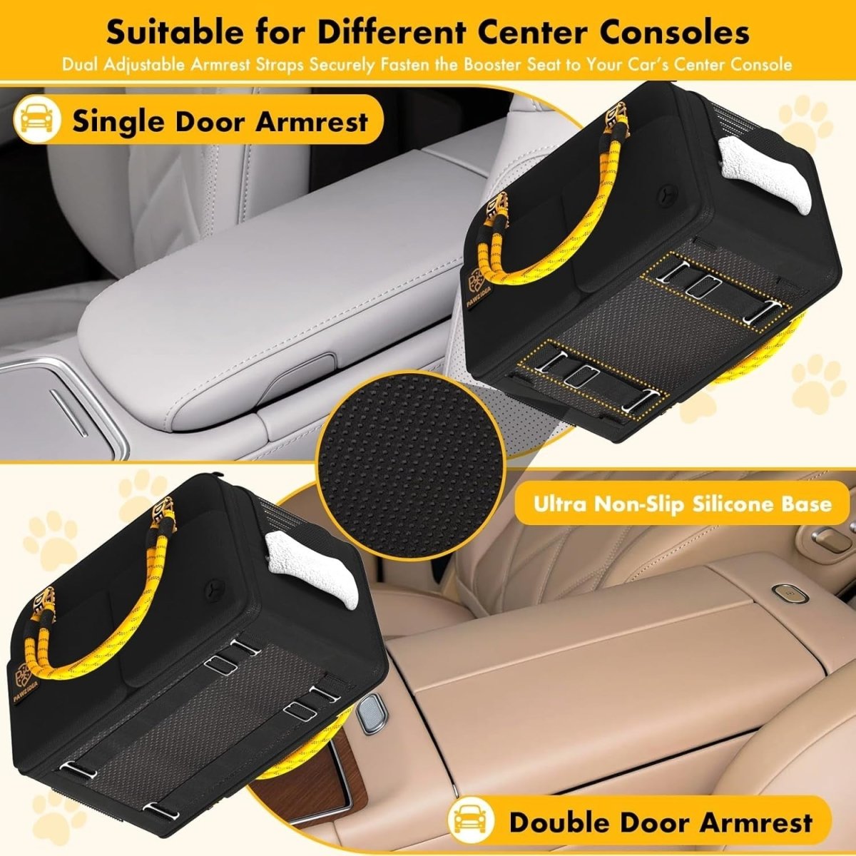 Console Dog Car Seat Enclosed Pet Carrier Booster Small Dogs Cats 12lb - Kwikley
