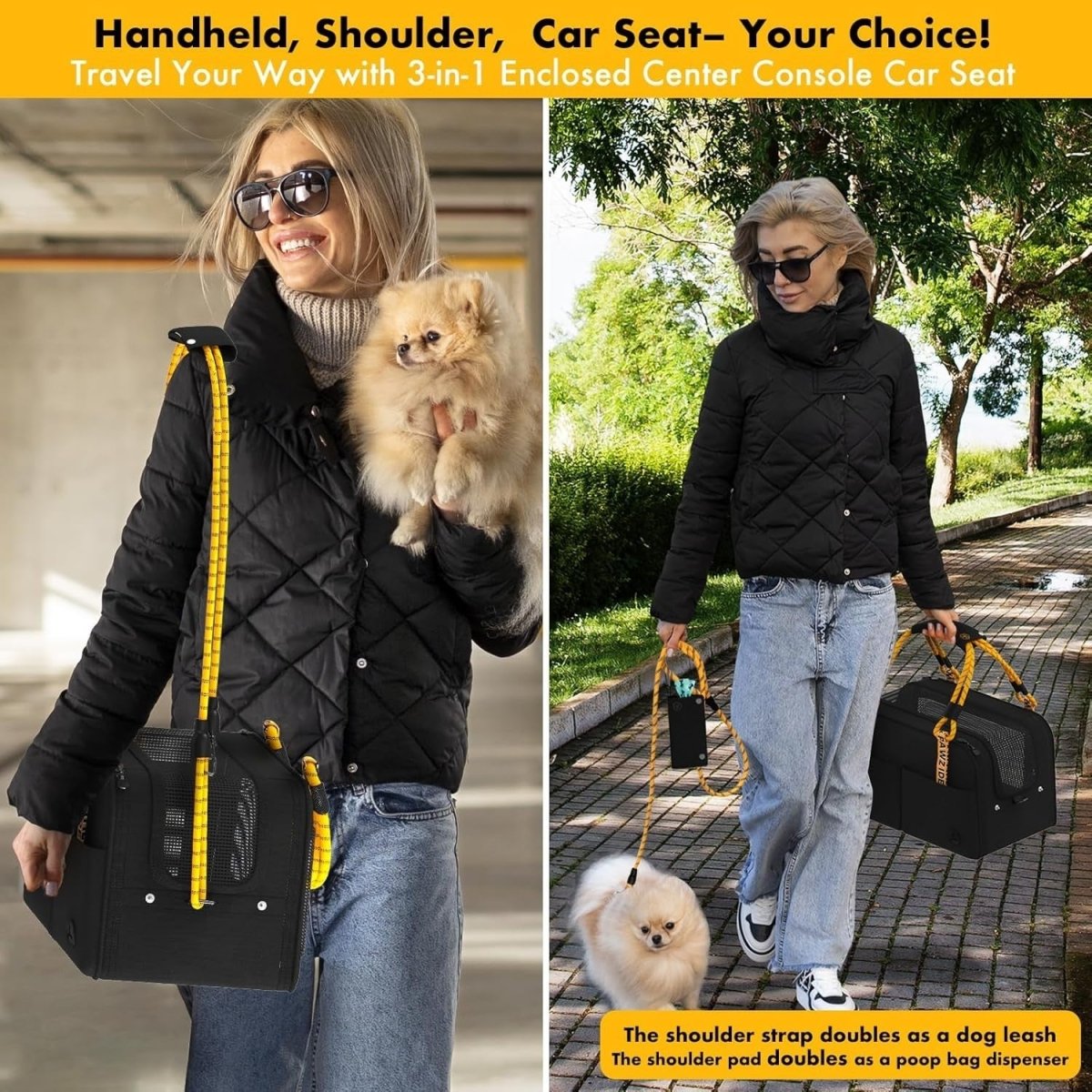 Console Dog Car Seat Enclosed Pet Carrier Booster Small Dogs Cats 12lb - Kwikley