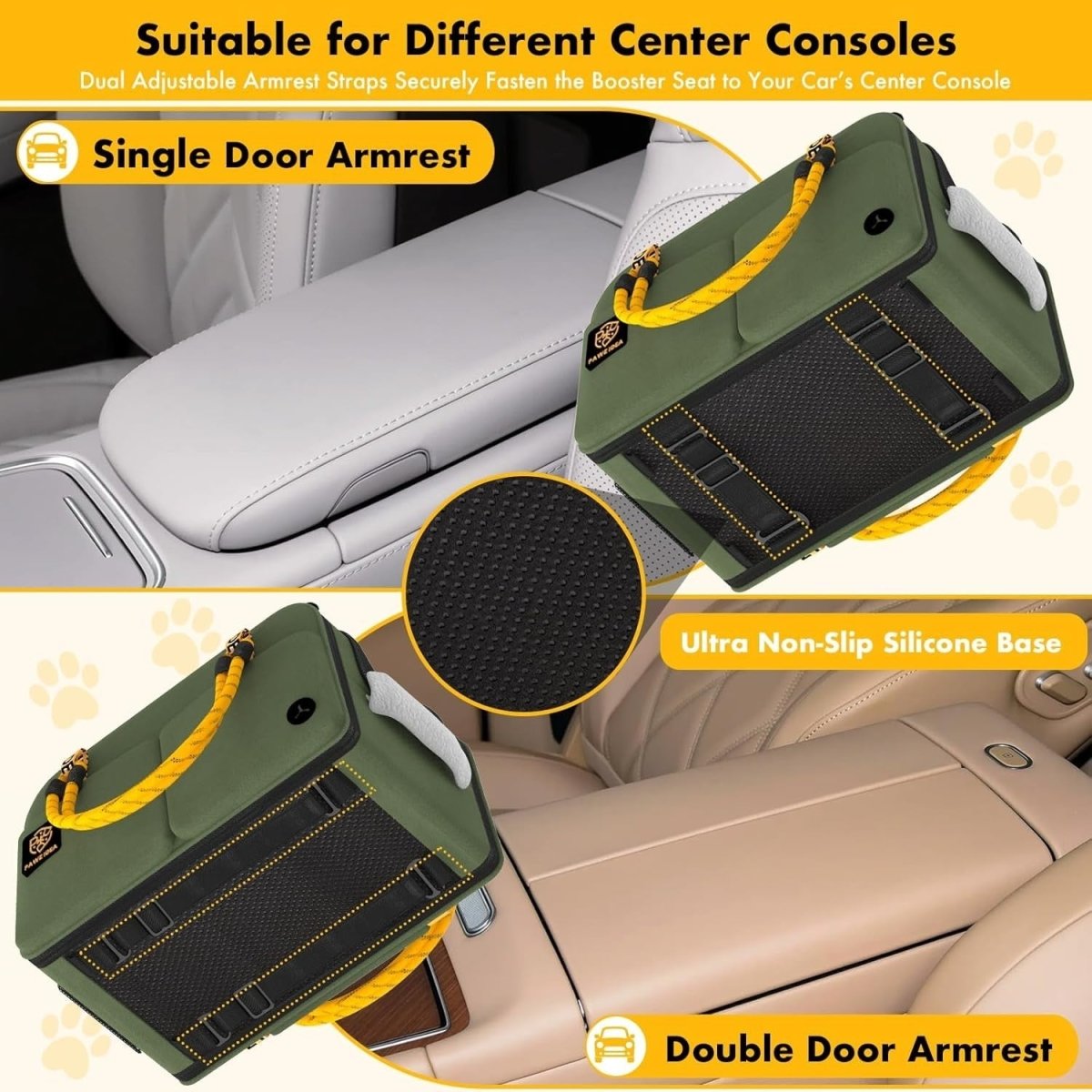 Console Dog Car Seat Pet Carrier Booster Travel Bag Small Dogs Cats - Kwikley