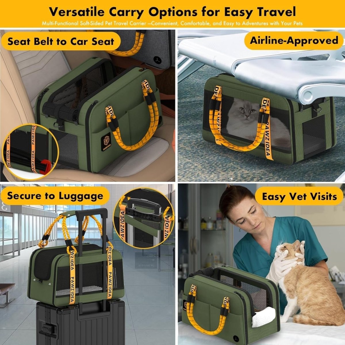 Console Dog Car Seat Pet Carrier Booster Travel Bag Small Dogs Cats - Kwikley