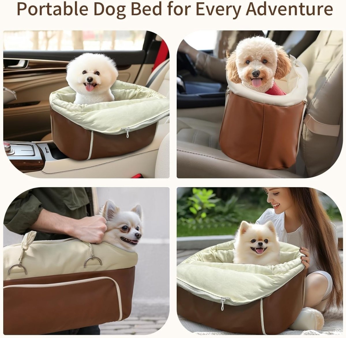 Console Dog Car Seat Small Dog Booster Seat Safety Belt Storage Bag - Kwikley