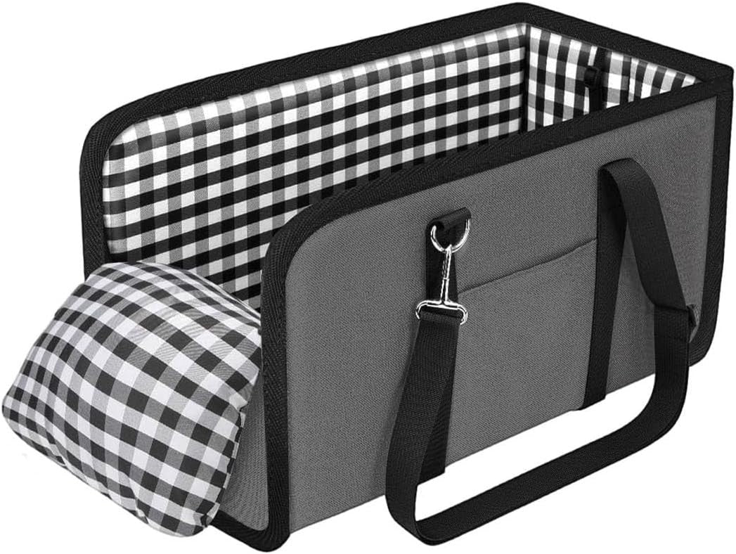 Console Dog Car Seat Small Pet Booster Bed Safety Buckle Travel Bag - Kwikley