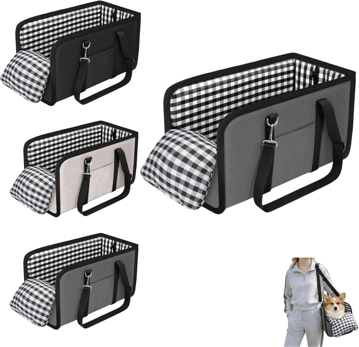 Console Dog Car Seat Small Pet Booster Bed Safety Buckle Travel Bag - Kwikley