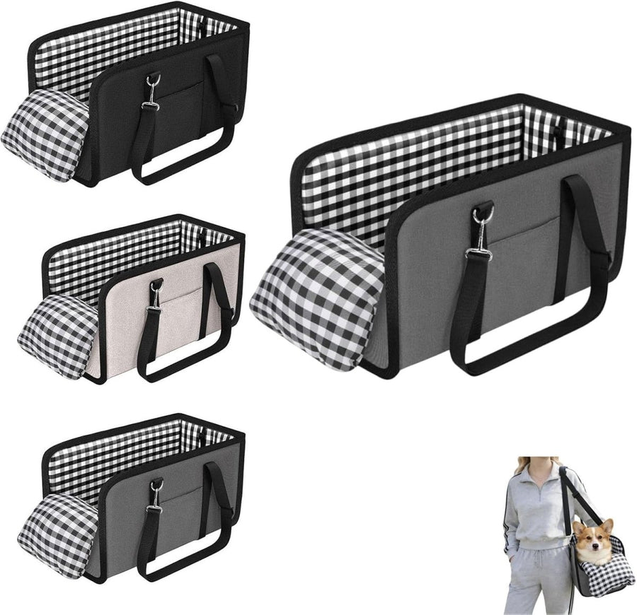 Console Dog Car Seat Small Pet Booster Bed Safety Buckle Travel Bag - Kwikley