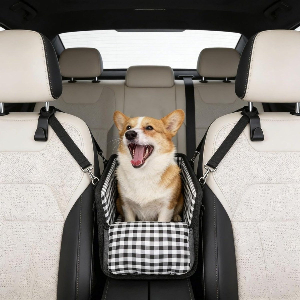 Console Dog Car Seat Small Pet Booster Bed Safety Buckle Travel Bag - Kwikley