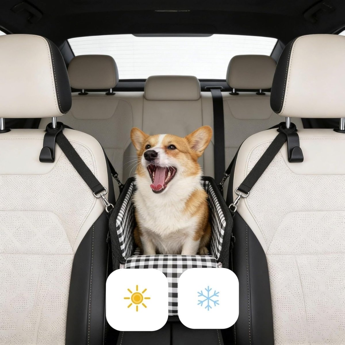 Console Dog Car Seat Small Pet Booster Bed Safety Buckle Travel Carrier - Kwikley