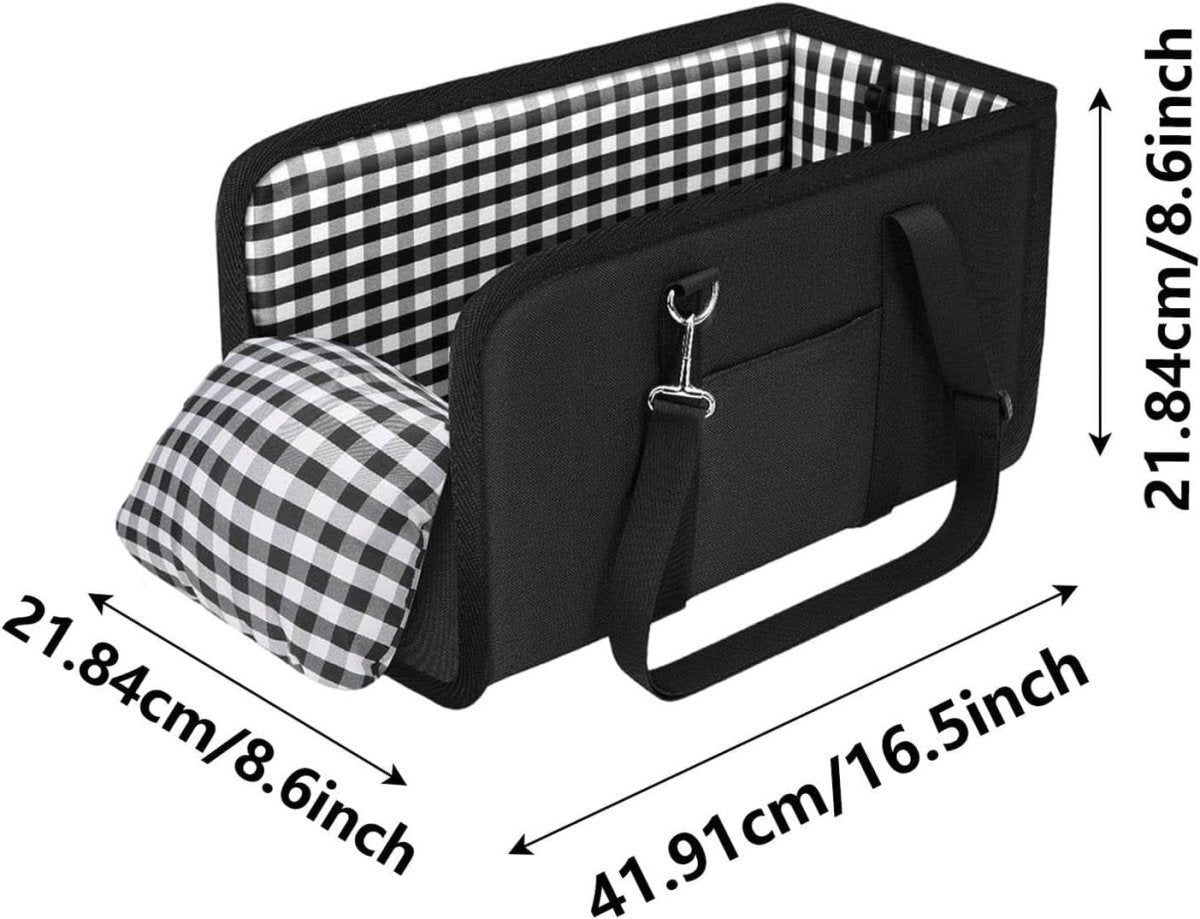 Console Dog Car Seat Small Pet Booster Bed Safety Buckle Travel Carrier - Kwikley
