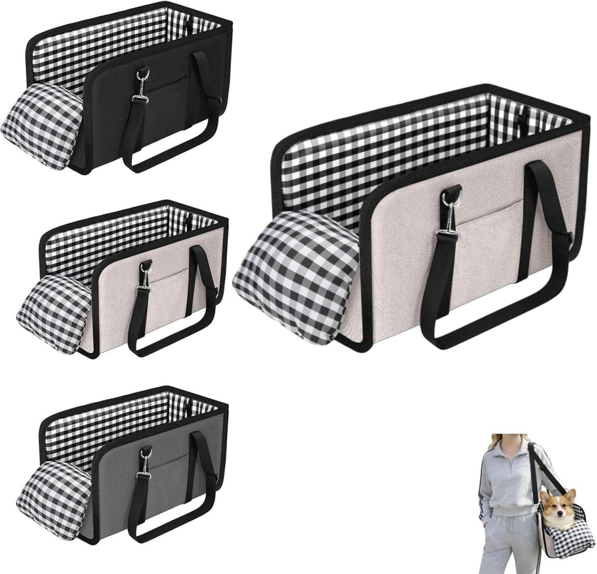 Console Dog Car Seat Small Pet Booster Bed Safety Buckle Travel Carrier - Kwikley