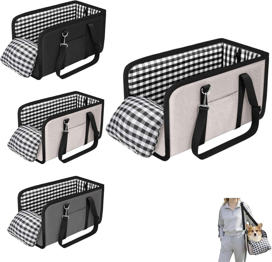 Console Dog Car Seat Small Pet Booster Bed Safety Buckle Travel Carrier - Kwikley