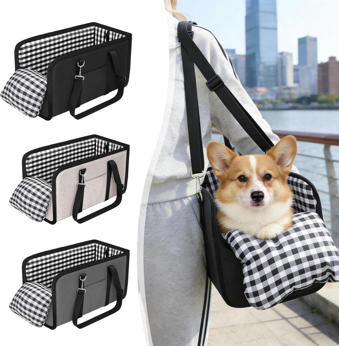 Console Dog Car Seat Small Pet Booster Bed Safety Buckle Travel Carrier - Kwikley