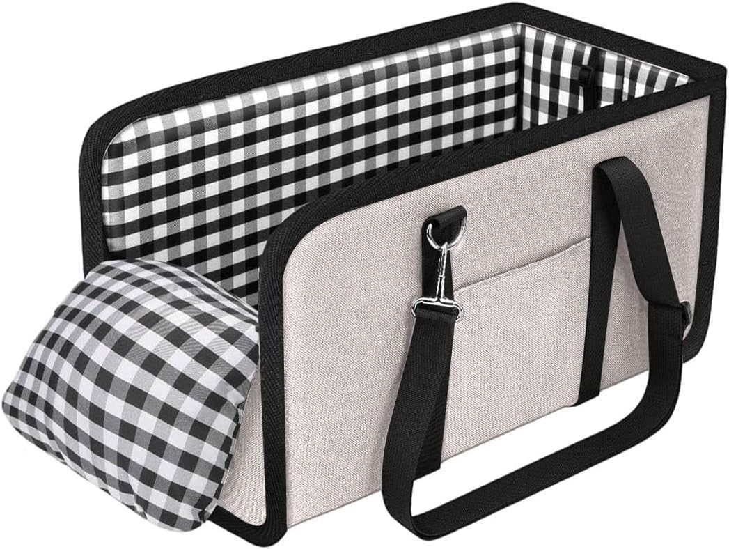 Console Dog Car Seat Small Pet Booster Bed Safety Buckle Travel Carrier - Kwikley
