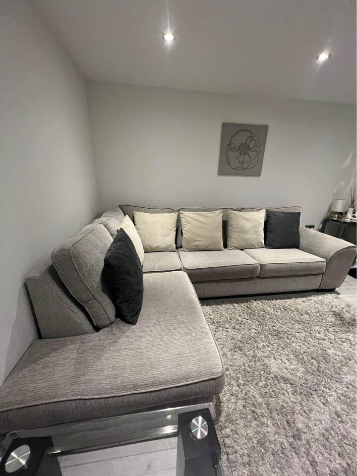 Contemporary Grey Fabric Corner Sofa (PTP) - Kwikley