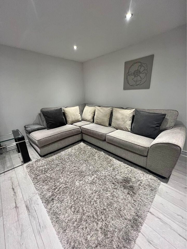 Contemporary Grey Fabric Corner Sofa (PTP) - Kwikley