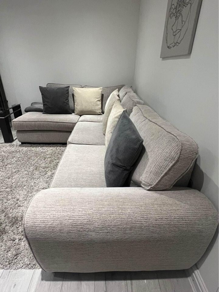 Contemporary Grey Fabric Corner Sofa (PTP) - Kwikley