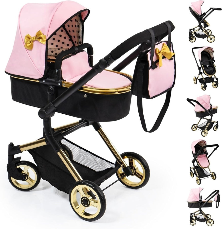 Convertible Doll Pram Pushchair Carrycot Adjustable Handle Folding Stroller - Kwikley