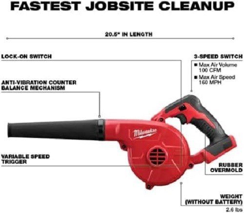 Cordless Compact Leaf Blower 18V Lightweight Yard Garden Debris Cleaner - Kwikley