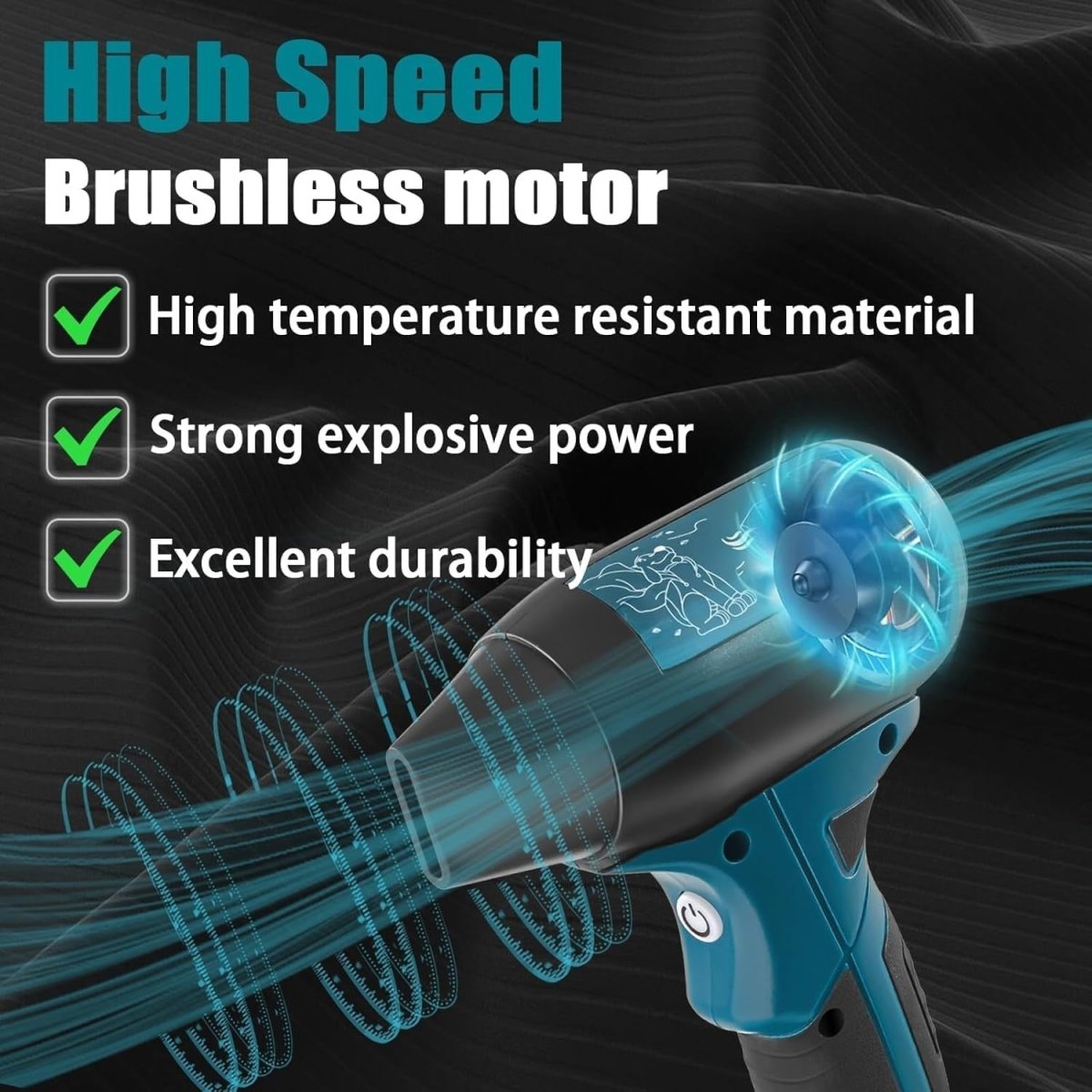 Cordless Leaf Blower 130000RPM Handheld Air Duster 4 Speed Portable Cleaner - Kwikley