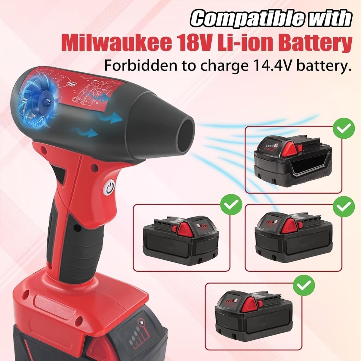 Cordless Leaf Blower 130000RPM Handheld Duster 4 Speed Portable - Kwikley