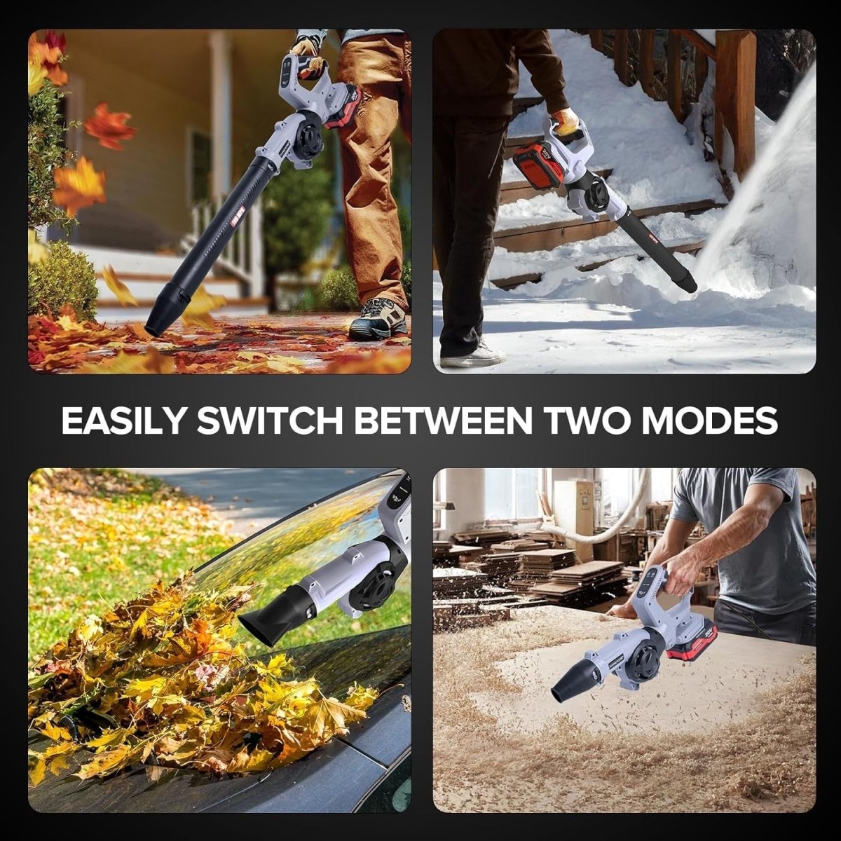 Cordless Leaf Blower 160MPH 3 - Speed 21V 2 Batteries Nozzles Garden - Kwikley
