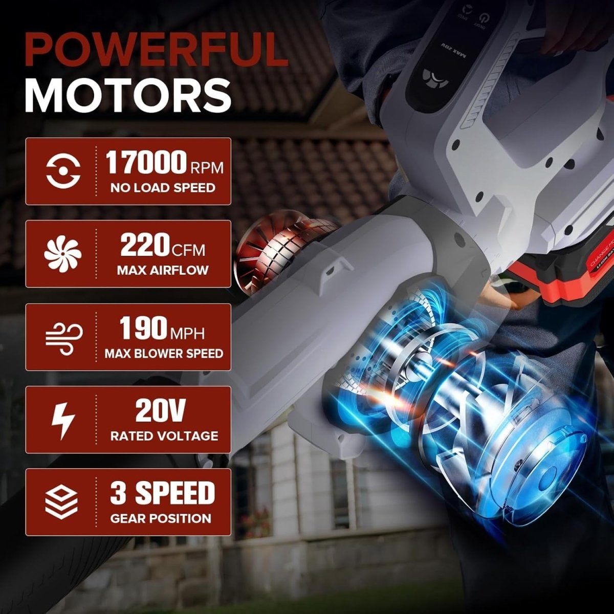 Cordless Leaf Blower 160MPH 3 - Speed 21V 2 Batteries Nozzles Garden - Kwikley