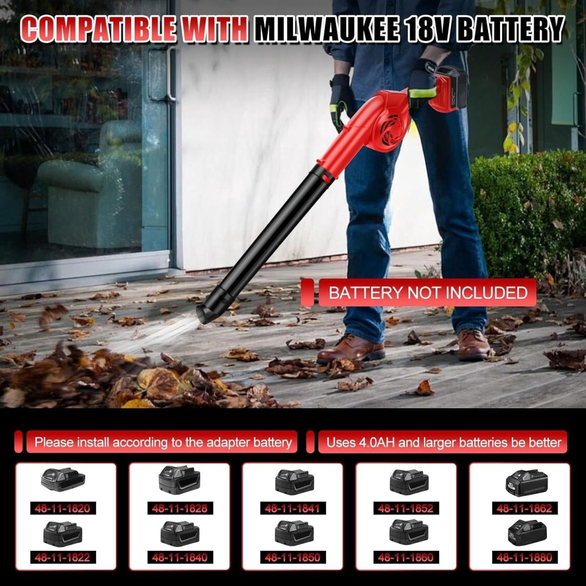 Cordless Leaf Blower 18V 3 - in - 1 Brushless Handheld Garden Cleaner Tool - Kwikley