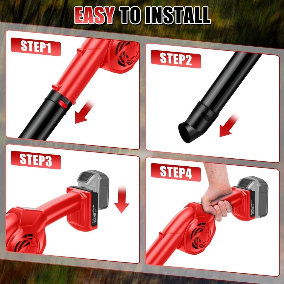Cordless Leaf Blower 18V 3 - in - 1 Brushless Handheld Garden Cleaner Tool - Kwikley