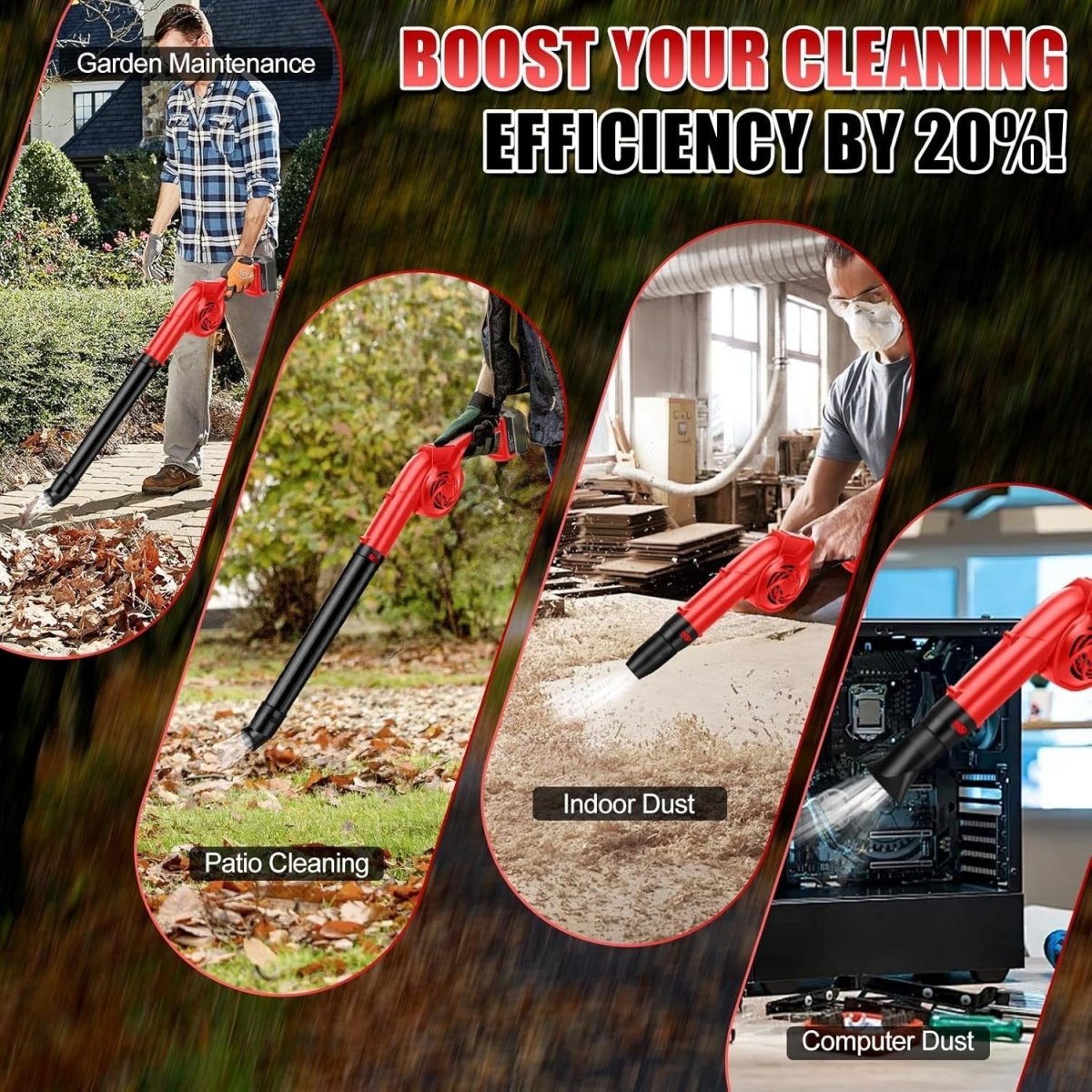 Cordless Leaf Blower 18V 3 - in - 1 Brushless Handheld Garden Cleaner Tool - Kwikley