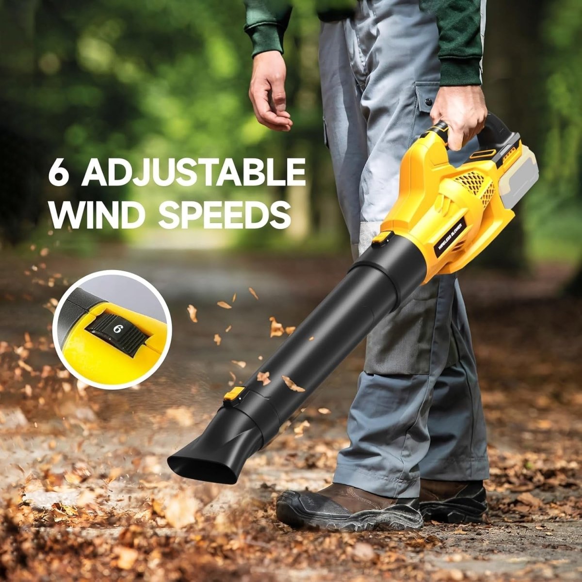 Cordless Leaf Blower 18V 500CFM 150MPH Lightweight Garden Patio Cleaner - Kwikley